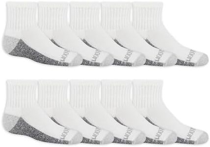 Fruit of the Loom Boys' Dual Defense Ankle Socks (10 Pack), WHITE, Medium