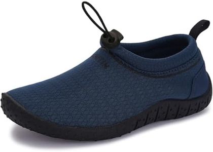 WHITIN Water Shoes for Big Kids Quick Dry Swim Barefoot Aqua Socks Beach Minimalist Size 6 Boys Girls Comfort Surfing Athletic Boating Running River Sneaker Navy Blue 37