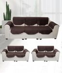 KINGLY Brown Super Quilt filling 7 Seaters Sofa Cover for 3 + 2 + 2 with 6 Arm Sofa Set. Set of 12 Pc