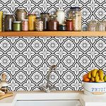 Peel and Stick Wallpaper Boho Contact Paper for Cabinets Black and White Wallpaper for Bedroom Geometric Wallpaper Self-Adhesive Wallpaper Kitchen Wallpaper Drawer Liner Waterproof Vinyl 17.5“×78.7”