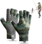 UV Protection Anti Slip Fingerless Fishing Gloves for Men Women, UPF 50+ Lightweight Fishing Gloves for Hiking, Cycling, Boating (Large)