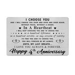 4 Year Anniversary Card for Husband Wife Him Her, 4th yr Best Anniversary Wedding Engraved Wallet Card Inserts Gift