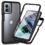 Dfjhure case compatible for Motorola Moto G14 Case Built-in Screen Protector Full Body Shockproof Protection Cover tylish Bumper Transparent Back Phone Case Cover- Black