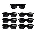 LADY&HOME Bachelor Party 7pcs Wedding Sunglasses for Groom, Best Man, Team Groom Groomsmen Gifts Wedding Favor (Black)