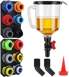 18Pcs Oil Funnel Kit, 1.59QT/1.5L Automotive Oil Funnel Set with 12 Adapters, Elbow Fitting, Arrow Screen and Magnetic Storage Hooks Tray, Compatible with BMW, Audi, GM, Ford Land Rover Etc