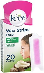 Veet Face Cold Wax Strips Naturals for Normal Skin, 10 Double Sided Strips, Pack of 20