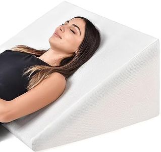 Healthex Bed Wedge Pillow Cooling Memory Foam Top – 12/'' 24/'' Elevated Cushion, Triangle for Sleeping, Lower Back Pain, Acid Reflux, Heartburn, Allergies, Snoring Removable Cover, White (HEA532)