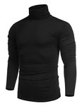 COOFANDY Men's Basic Thermal Turtleneck T Shirts Casual Slim Fit Pullover Sweaters Black