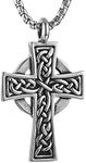 HZMAN Stainless Steel Celtic Cross Necklace for Men Women Vintage Viking Irish Knot Amulet Pendant Jewelry Gift, Stainless Steel, No Gemstone