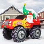 COMIN 7.2 FT Long Christmas Inflatables Outdoor Decorations Blow Up Inflatable Truck Carry Christmas Tree Santa Claus with Built-in LEDs for Christmas Yard Lawn Garden Decorations