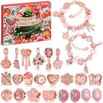 Chennyfun Advent Calendar 2024 Charm Bracelet Christmas Countdown Calendar 24 Days Gift Set, Jewellery Gift Set 22 Charms Beads and 2 Bracelets, Christmas Theme DIY Charm Bracelet Making Kit for Girls