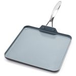 GreenPan Valencia Pro Hard Anodized Healthy Ceramic Nonstick 11" Griddle Pan, PFAS-Free, Induction, Dishwasher Safe, Oven Safe, Gray