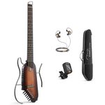 Donner HUSH-I Guitar For Travel - Portable Ultra-Light and Quiet Performance Headless Acoustic-Electric Guitar, Mahogany Body with Removable Frames, Gig Bag, and Accessories