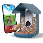 Birdbuddy Non Solar Smart Bird Feeder with Camera - Ai Bird Species Identification, 5Mp Photos, 2K Hd Video Live Stream Camera, Battery-Powered Charging, 2.8In Focus - Blue