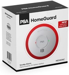 PSA HomeGuard HG140AC, White - 240V AC Photoelectric Smoke Alarm, 140 mm Wide Base, 9V Battery Backup, Interconnects 48 Units, 85dBA Alert, AS3786:2014 - Ceiling or Wall Mount