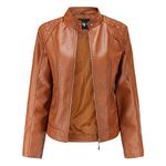 Women's Trendy Faux Leather Jacket Moto Short Jacket Fashion PU Jacket Coat