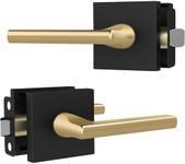 Mega Handles - Prime Passage I Lever Door Lock Handle for Hallway, Closet and Bathroom I Keyless Door Lock I Fits All Standard Door Sizes I Matte Black/Satin Brass (1 Pack) Covered Screws, 5"