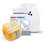 Onomie Muffy Baby Ear Protection, Bear Baby Headphones Noise Cancelling for Infant Hearing Protection, Adjustable Headband,Earmuffs,Travel Essentials for Sleep (White) (Paw, Yellow)