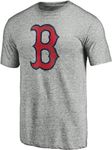 '47 MLB Men's Gray Team Distressed Imprint Match Baseball Primary Logo Wordmark T-Shirt, Boston Red Sox, Medium