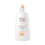 Garnier Ambre Solaire Daily Face SPF Suncreen, Super UV Hyaluronic Acid Hydrating Fluid, SPF 50+, UV Protection, 24H Hydration, With 3% Glycerine & Vitamin E, Invisible Finish, Non-Greasy, Non-Sticky