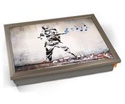 KICO Banksy Soldier Music Cushioned Bean Bag Breakfast Bed Lap Tray Desk - Chrome Effect Frame