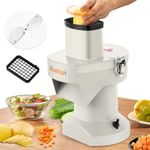 Newhai 2 in 1 Electric Vegetable Dicer and Slicer Machine Commercial Vegetable Chopper Dicing Machine Automatic Potato Onion Slicing Cube Cutting with 5/16’’ 15/32’’ Blade 110V US Commercial&Home Use