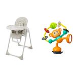 BABYLO Nosh from Birth High Chair, Adjustable + Folding with 7 Height, 3 Seat Positions Including Lie Flat, No Assembly Required, Dove Grey & Infantino Stick and Spin High Chair Pal