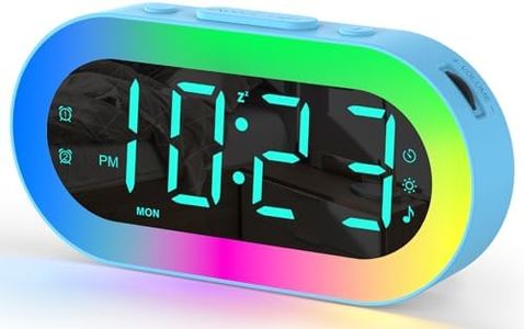 Alarm Clock with Night Light, Small Alarm Clock for Bedside, Alarm Clock with USB Ports, 0-100% Dimmer, Timer, Sleep Aid, Customize Alarm, Loud Alarm Clock for Kids, Ideal Gifts for Teenage Boys Girls