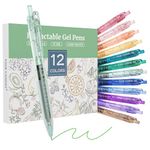 Four Candies 12Pack 0.5mm Quick Dry Retractable Gel Pen Set, Cute Transparent Fine Point Multicolor Note Taking Aesthetic lnk Pens, Comfort Grip 12 Ink Colors Drawing Writing School Office Home