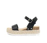 SODA CLIP Women Open Toe Ankle Strap Platform Espadrille Sandal (Black New, us_footwear_size_system, adult, women, numeric, medium, numeric_11), Black, 11