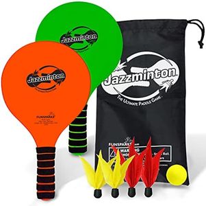 Jazzminton Paddle Ball Game With Carry Bag - Indoor Or Outdoor Beach Lawn or Backyard Racquet Game