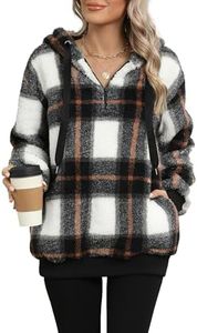 Yanekop Fleece Hoodie Women Oversized Hoodies Fleece Pullover Women Gift Ideas Sherpa Lined Sweatshirt(B Black Orange,S)