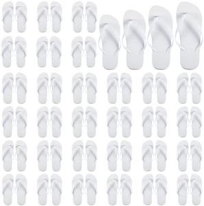 Chuarry 26 Pairs Bulk Flip Flops for Wedding Guest Set Sandals for Men Women Wedding Pool Party Slippers (White), White, One Size