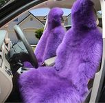 Sisha-A Winter Warm Authentic Australia Sheep Wool Car Seat Cover Luxury Long Wool Front Seat Cover Fits Most Car, Truck, SUV, or Van (Purple)