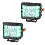 WOWTOU Sync Flashing Green White Emergency Strobe Light Dual Side Shooter LED Pods for Trucks Volunteer Firefighter Vehicles POV