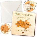 STOFINITY 4 Year Anniversary Card for Husband Wife - 4 Year Anniversary Wooden Gifts for Boyfriend Girlfriend, 4th Anniversary Wood Gift for Him Her, Happy Wedding Anniversary Cards for Couple