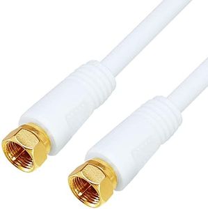 TARO'S 4CFF-03WH Antenna Cable, 3M, Supports 4K 8K Broadcasting (3224MHz), S-4C-FB, 4C Coaxial, Terrestrial Digital, BS, CS, CATV Broadcasting, Gold-Plated Plug, F-Type Contact Plug (Screw-Type), Eco