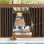 Water Proof Outside Curtains with Grommet Top for Porch, Thermal Insulated Washable Light Block Outdoor Divider Drapes for Patio Gazebo Deck Pool Area Pergola Cabana (W84 x L95, Brown, 2 Panels)