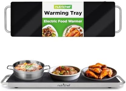 NutriChef Portable Electric Food Hot Plate-Stainless Steel Warming Tray&Dish Warmer with Black Glass Top-Keep Food Warm for Buffets,Restaurants,Parties&Home Dinners-22' x 6'-Heats up to 203°F