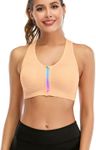 Women's Zip Front Sports Bra Wireless Post-Surgery Bra Active Yoga Sports Bras, 4# 1 Pack-beige, Medium