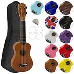 Mad About SU8-NT Soprano Ukulele with FREE Gig Bag, Pick, and Spare Strings – Great for Schools and Beginners, Now With Carbon Black Strings for Improved Tuning - Natural