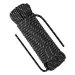 NorthPada 10 mm 30 Meters Rope Climbing Rope Marine Rope Anchor Rope Boat Rope Rappelling Rope Float Rope Tree Swing Rope Sail Rope Static Rope Black