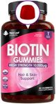 Beauty Hair Skin & Nails Gummies for Hair Growth & Skin Health Biotin 10,000µg- Vegan Chewable Beauty Vitamins Hair Vitamins for Women & Men - GMO Free, No Artificial Colours or Flavours, 60 Gummys