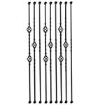 Sidasu Iron Balusters Set of 9 Hollow Double Basket Iron Spindles Hollow Single Basket Stair Spindles Single Twist 1/2" Square Metal Balusters with Iron Baluster Swivel Shoes