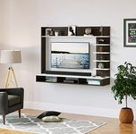 BLUEWUD Primax Grande Standard Engineering Wood Wall Mount TV Entertainment Unit Set Top Box Stand/TV Cabinet with Shelves for Books & Décor Display Unit, Ideal for 42" (Wenge& White)