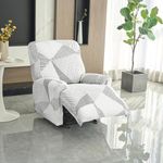 HOKIPO Polyester Blend 140Gsm Fully Covered Recliner Sofa Cover 1 Seater,Snow White Black Geometry(Ar-4940-C9)