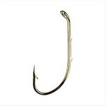 Eagle Claw 181F-10 Bait Holder Down Eye 2 Slices Offset Fishing Hook, 50 Piece, Bronze