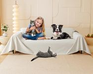 Loiion Sofa Cover 3 Seater, Sofa Protectors From Pets, Dog Couch Cover Friendly Anti Slip Thickened Slipcovers Furniture Protector, Cat-Scratch Resistant Sofa Cove for Pets and Kids, 380x180cm Beige