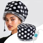 Electric Hair Steamer Cap with 2 Mode Temperature Control, Removable Washable Thermal Spa Hat for Home Hair Care (Black & White)