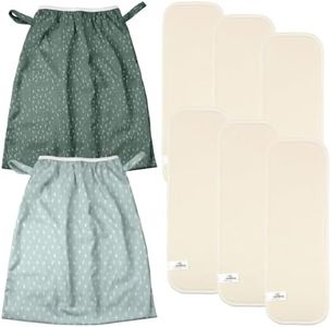 Mama Koala 6 Pcs 6-Layer Bumboo Hemp Cotton Baby Cloth Diaper Inserts, with 2 Pack Reusable and Washable Waterproof Pail Liner with Strap